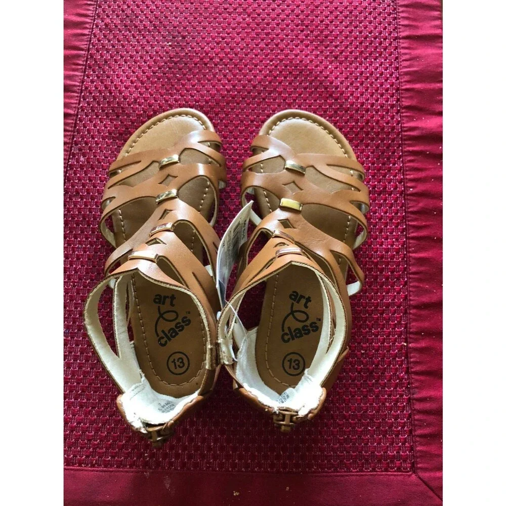 Girl's size 13 Cognac with gold bling Roman Sandals